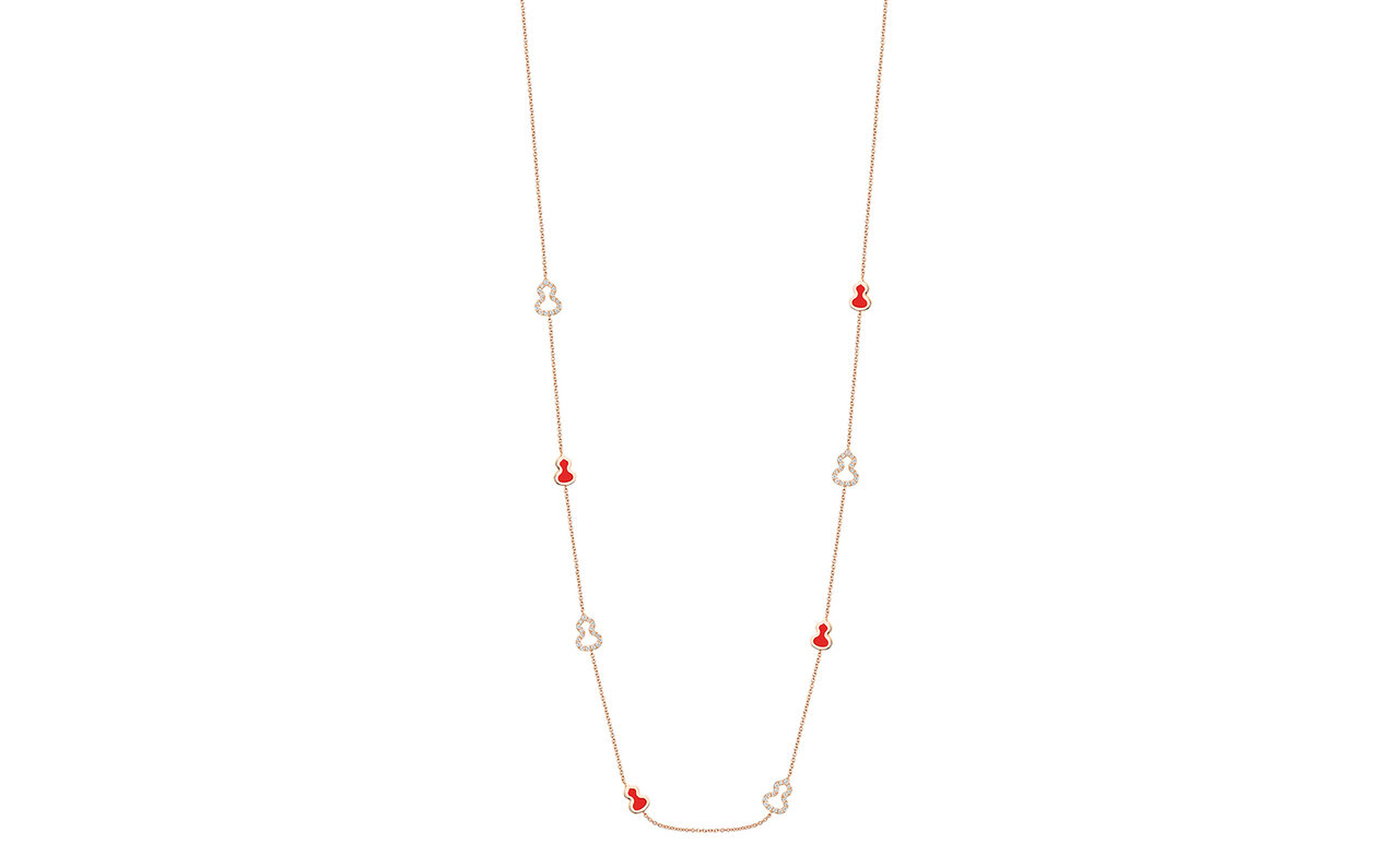 ローズゴールドの Qeelin のネックレス ひょうたん型のペンダント 東洋と西洋の混合。ひょうたんをモチーフにしたキーリンの