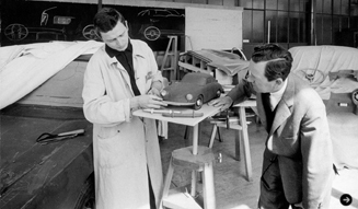 Ferry (right) and Ferdinand Alexander Porsche in the Porsche Design-Studio (ca1959