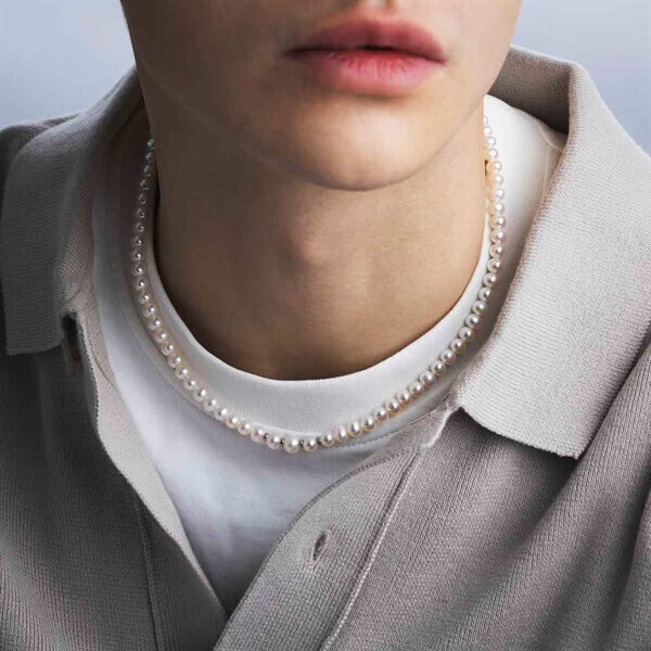 4℃ HOMME+のシルバー パールネックレス
