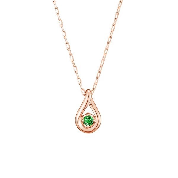 【5月誕生石 エメラルド】K10 ピンクゴールド ネックレス