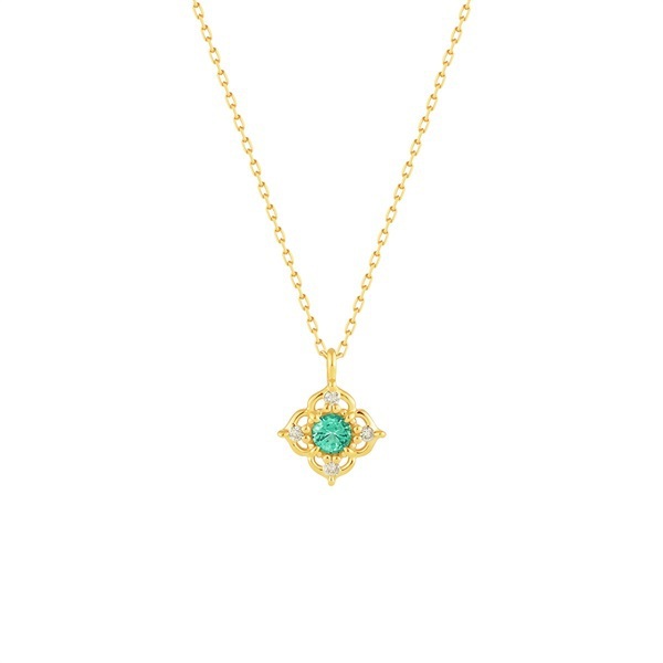 【5月誕生石 エメラルド】K10イエローゴールド ネックレス