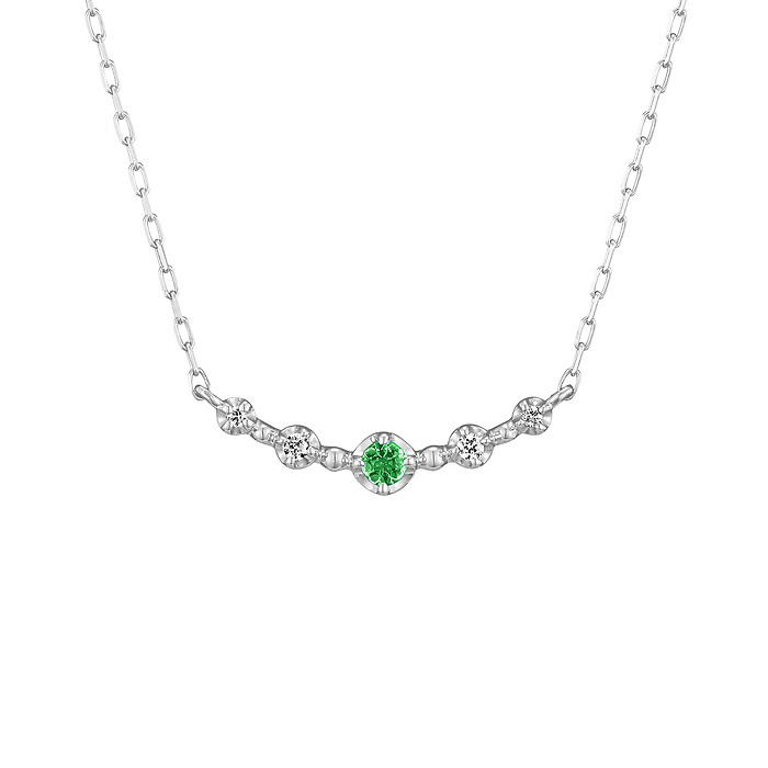 【5月誕生石 エメラルド】K10ホワイトゴールド ネックレス