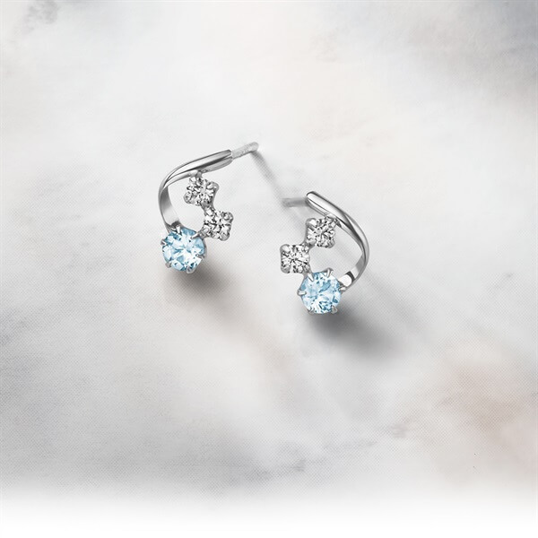 【アクアマリン】K10ホワイトゴールド ピアス