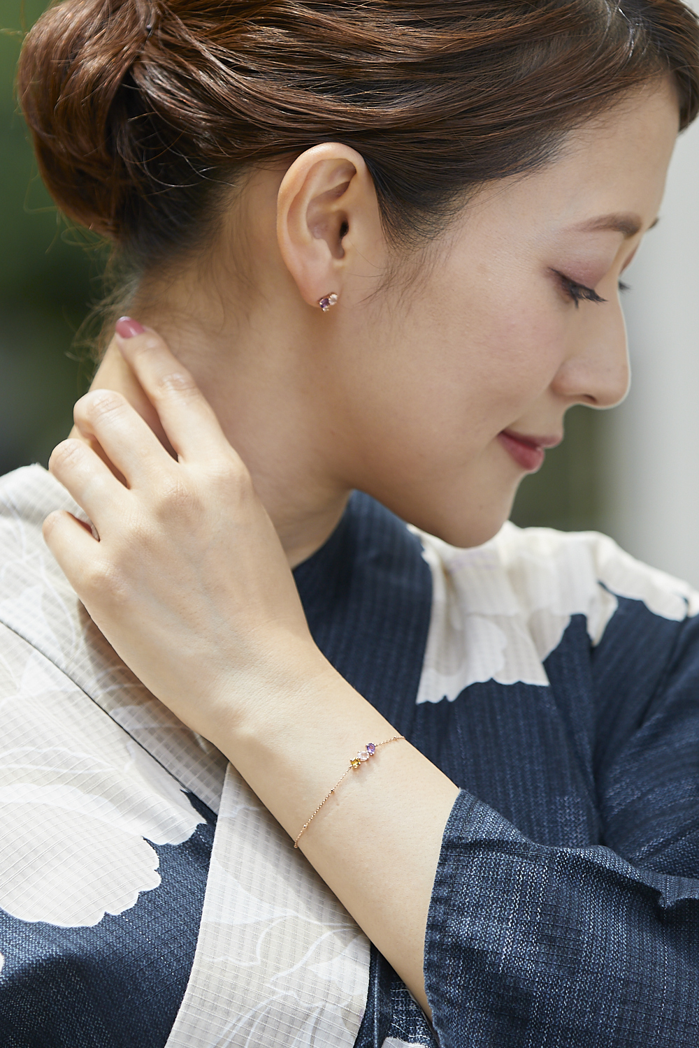 浴衣　コーデ　ピアス　ブレスレット　4℃