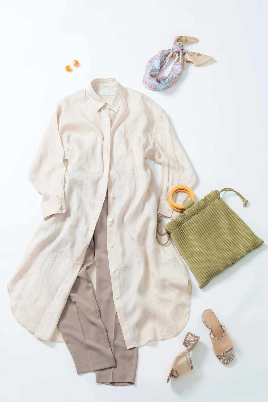 『Spick and Span』のリネンロングシャツワンピース/センタープレスイージーテーパードパンツ