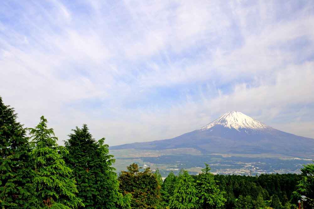 冠雪した富士山