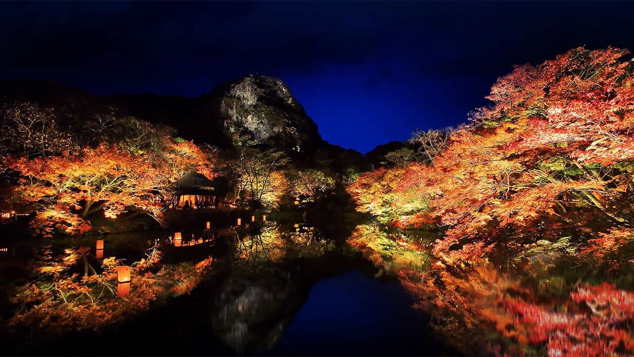 御船山楽園のライトアップ