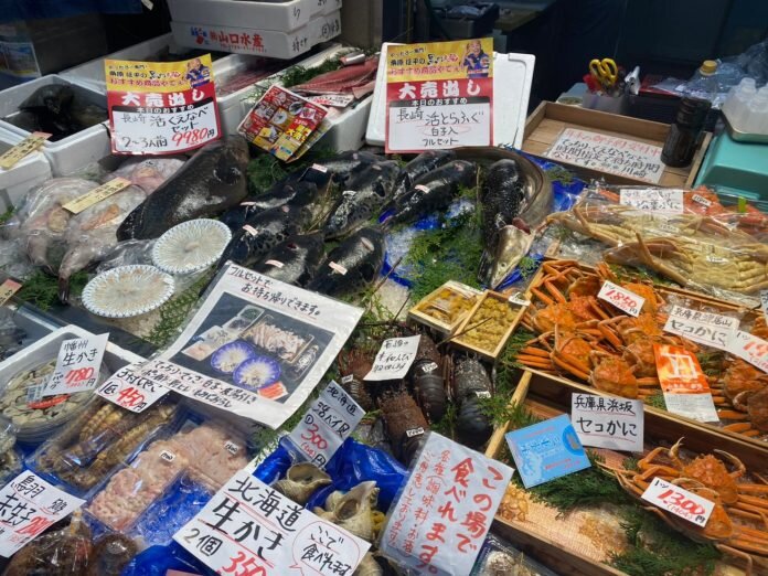 黒門市場に並ぶ海鮮