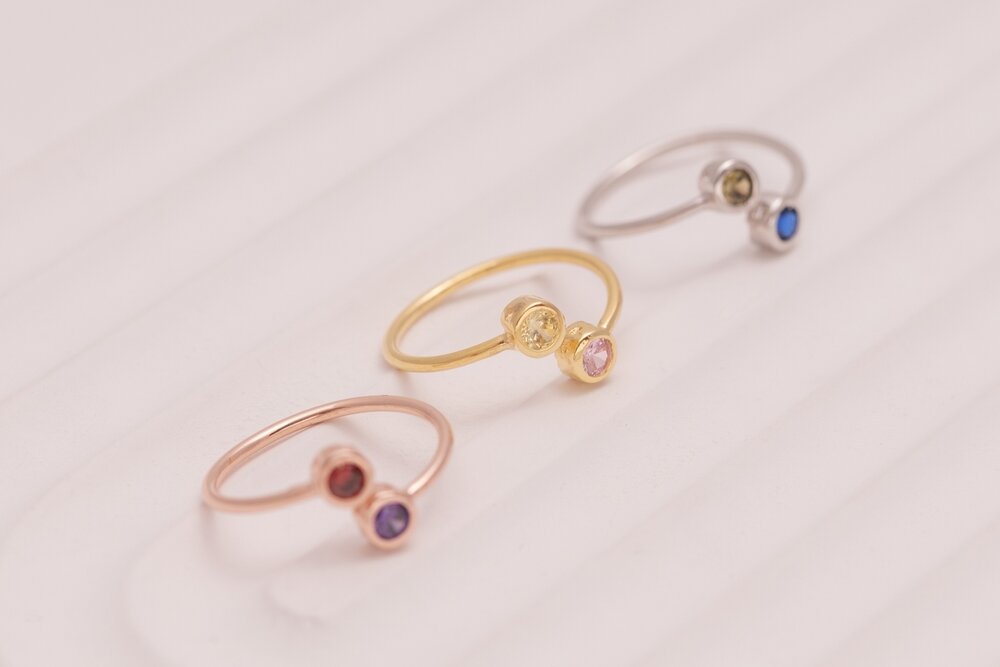 3色の地金のリング