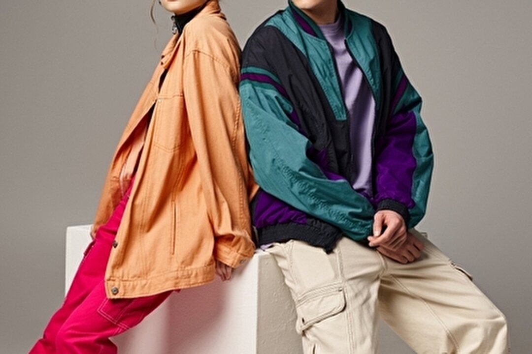 春物アウターを羽織った男女