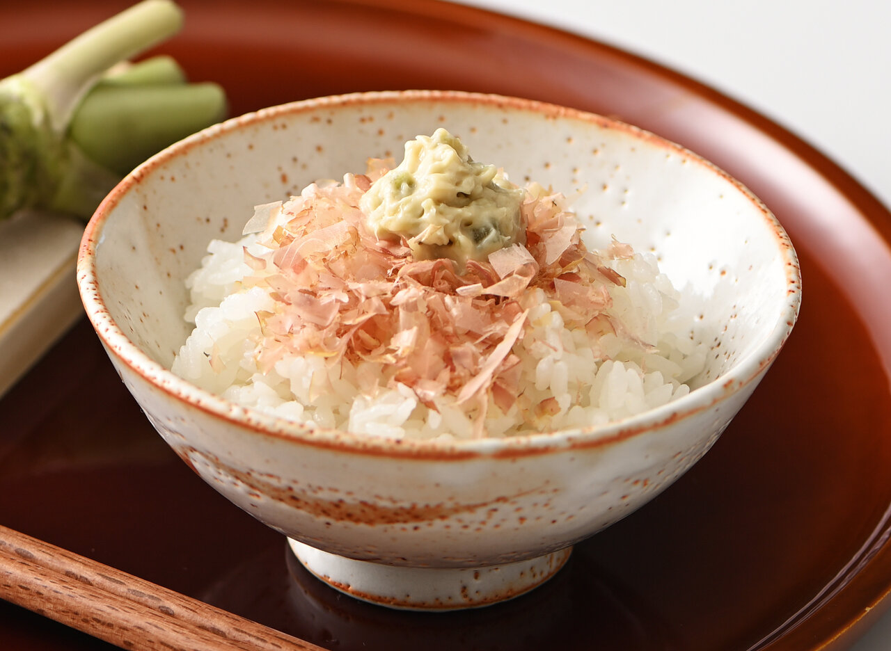 ご飯とわさび漬け