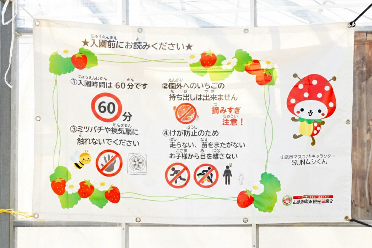 緑川苺園のいちご狩りの注意事項について