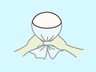 タオルを膨らませてクラゲを作ったイラスト