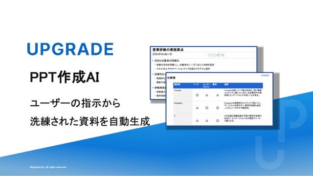 アップグレード｜洗練されたプレゼン資料を自動生成する受託開発型の新サービス「PPT作成AI」を正式リリース