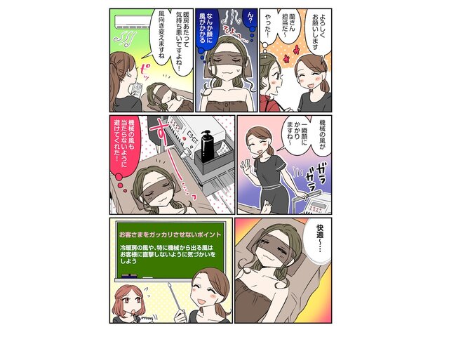 室内の温度や風向きをこまめに調節し、個室内を快適に保ちます。