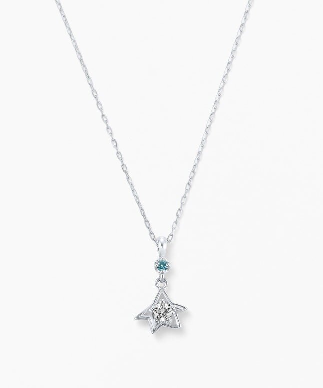 Pt950/850 ダイヤモンド・ブルーダイヤモンド ペンダントネックレス＜“Wish upon a star®” カード＞