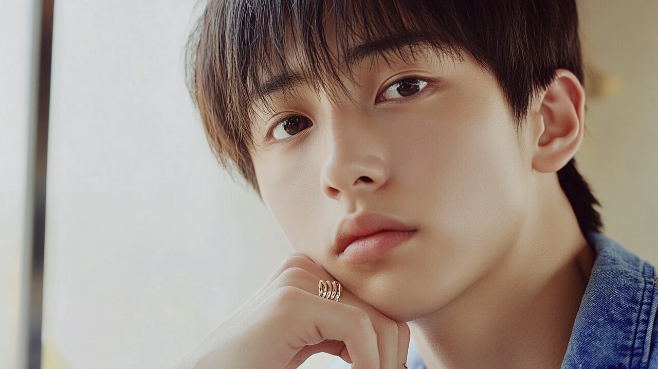 20代の男性　頬杖をついている