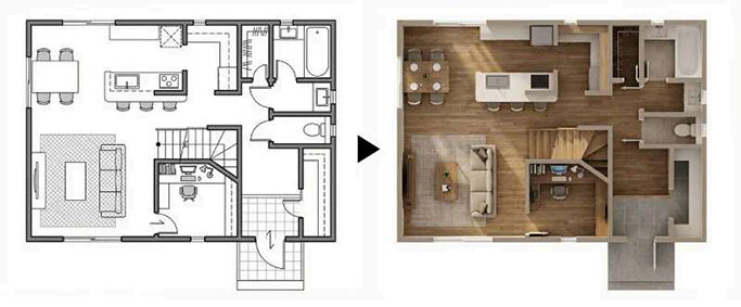 短期間で住宅パース制作／受託型で品質担保／ブルーアールとタジク