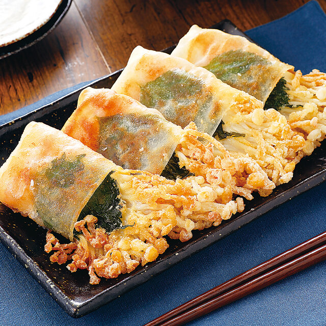 えのき茸の大葉チーズ春巻き