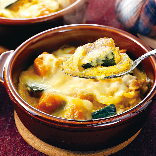 かぼちゃと豚肉のクリームチーズ焼き