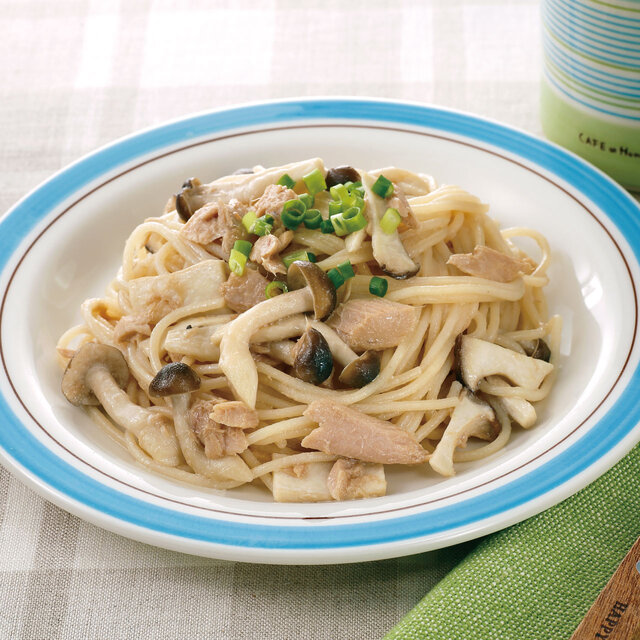 【アレルギー対応】きのことツナのバターしょうゆ風パスタ