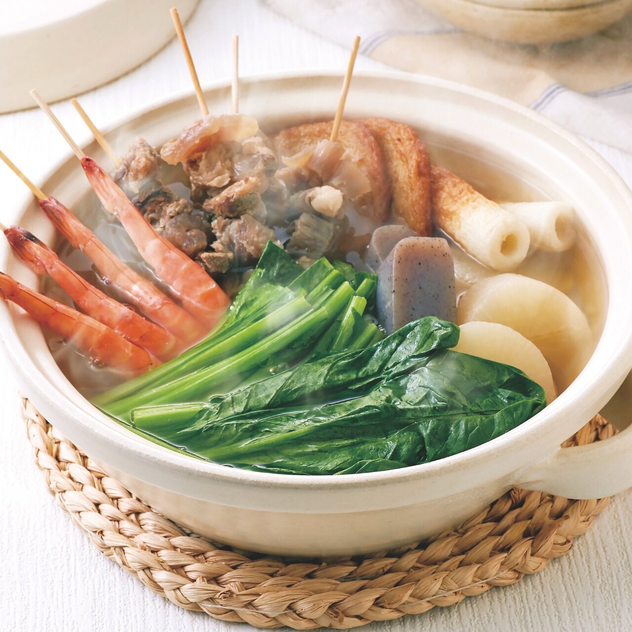 小松菜と海老のおでん