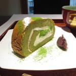 抹茶香るふわふわロールケーキ★丸久小山園 茶房 元庵（もとあん）【烏丸御池】