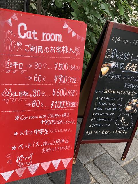 表にあるCat roomの看板