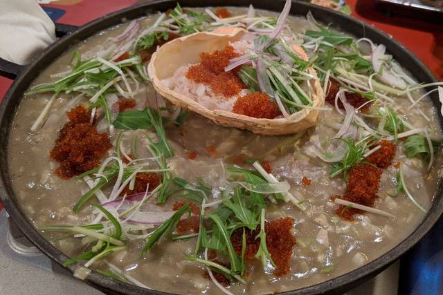 「カニ身とカニ味噌のもんじゃ焼き」2,580円