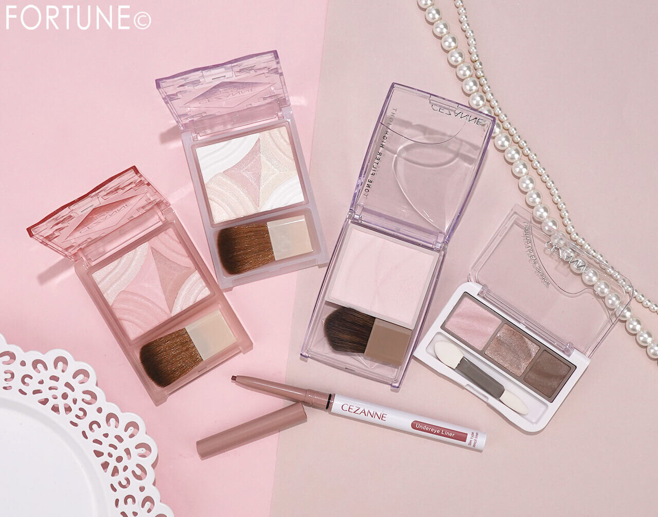 CEZANNE（セザンヌ）　2026年春新作コスメ　『セザンヌ　トーンフィルターハイライト』　『セザンヌ　ブレンドカラーチーク』　『セザンヌ　ライティングアップアイシャドウ』　『セザンヌ　アンダーアイライナー』