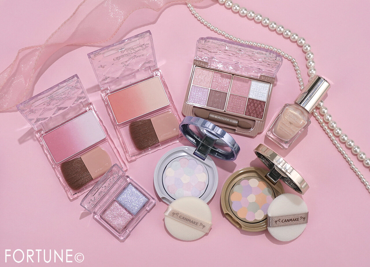 CANMAKE（キャンメイク）　2026年春夏新作コスメ　『カラフルネイルズ』　『イルミネイティングフィニッシュパウダー 〜Abloom〜 mini』　『マシュマロフィニッシュパウダー 〜Abloom〜 mini』　『プティパレットアイズ』　『ラメマニア』　『グラデーションチークス』