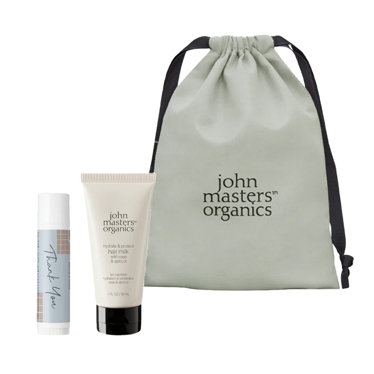 john masters organics（ジョンマスターオーガニック）　THANK YOU リップ＆ヘアミルクギフト（巾着）