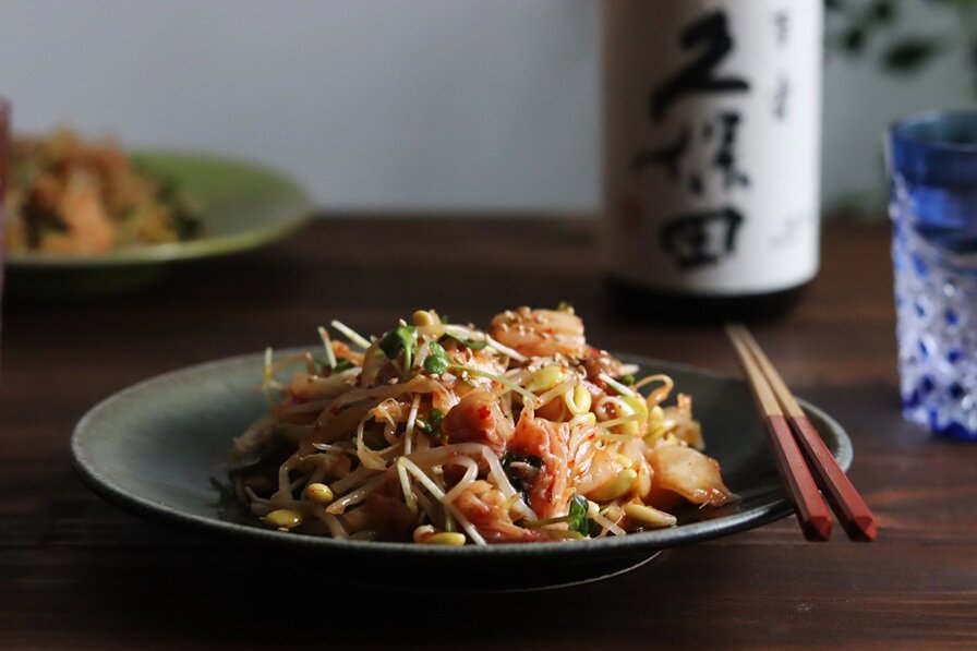 もやしと鶏缶のキムチ和え